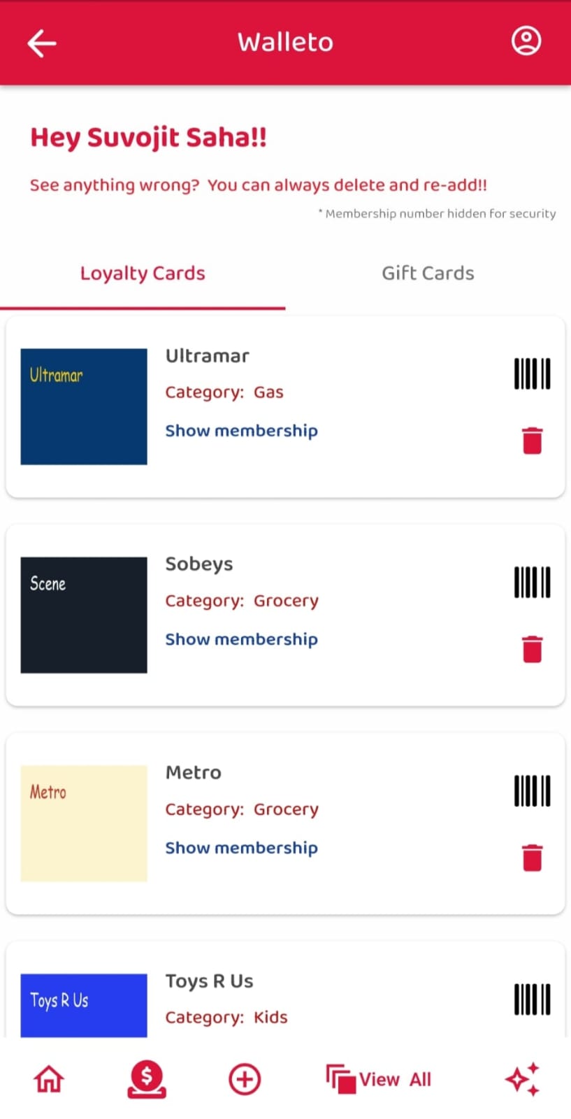 Loyalty cards